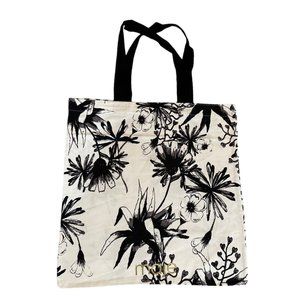 MAJE Paris Chic White Black Floral Canvas Tote Bag ECO Reusable Shopper Bag NEW